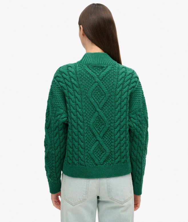 Superdry Jersey De Punto Trenzado Arán Con Cuello De Polo
