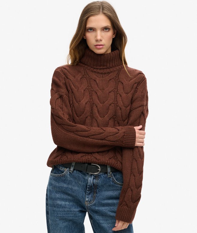 superdry Jersey de punto trenzado con cuello de polo