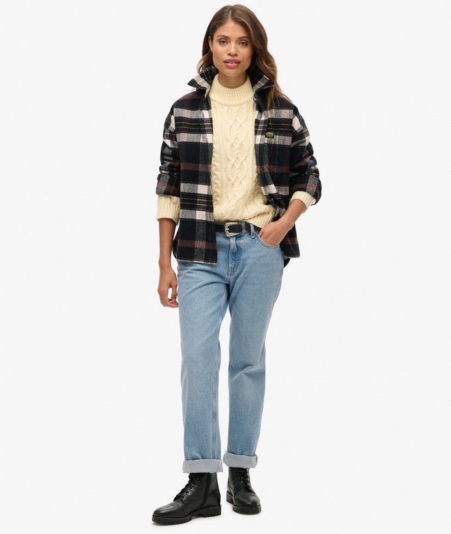 Superdry Jersey De Punto Trenzado Con Cuello Perkins