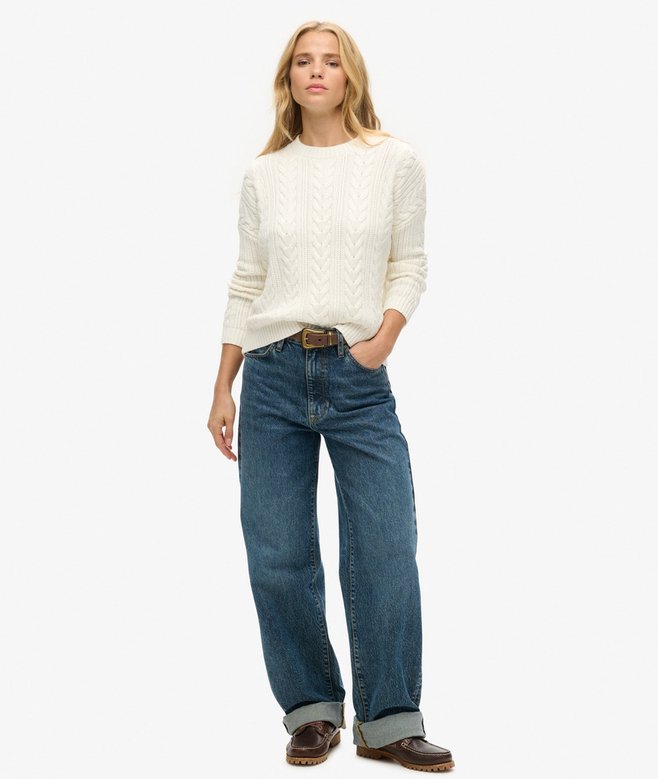 Superdry Jersey De Punto Trenzado Con Cuello Redondo Y Hombros Caídos