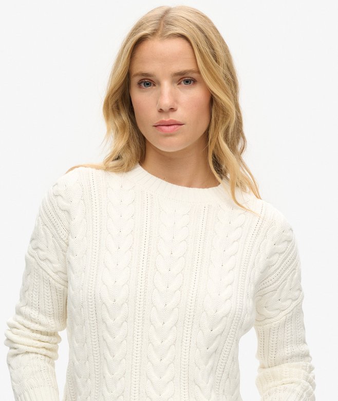 Superdry Jersey De Punto Trenzado Con Cuello Redondo Y Hombros Caídos