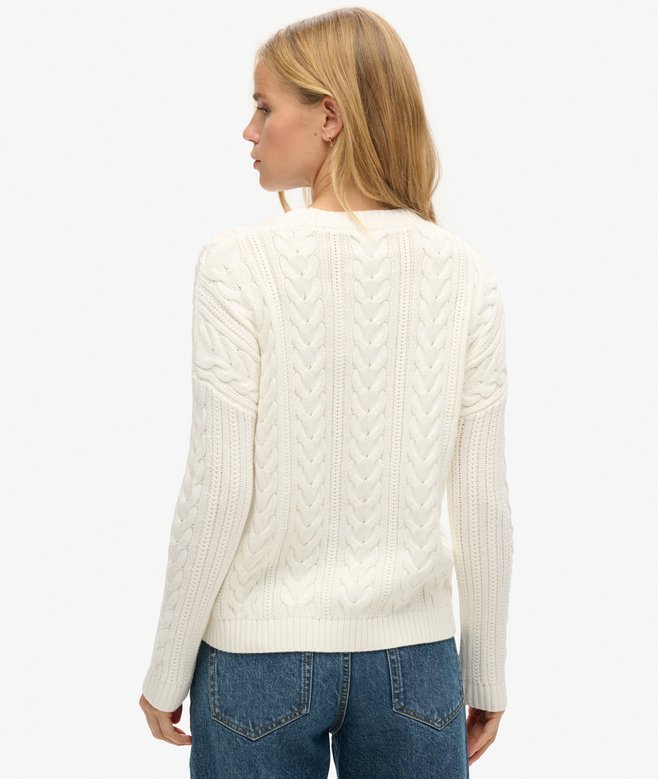 Superdry Jersey De Punto Trenzado Con Cuello Redondo Y Hombros Caídos
