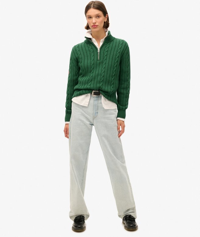 Superdry Jersey De Rugby De Punto Con Media Cremallera