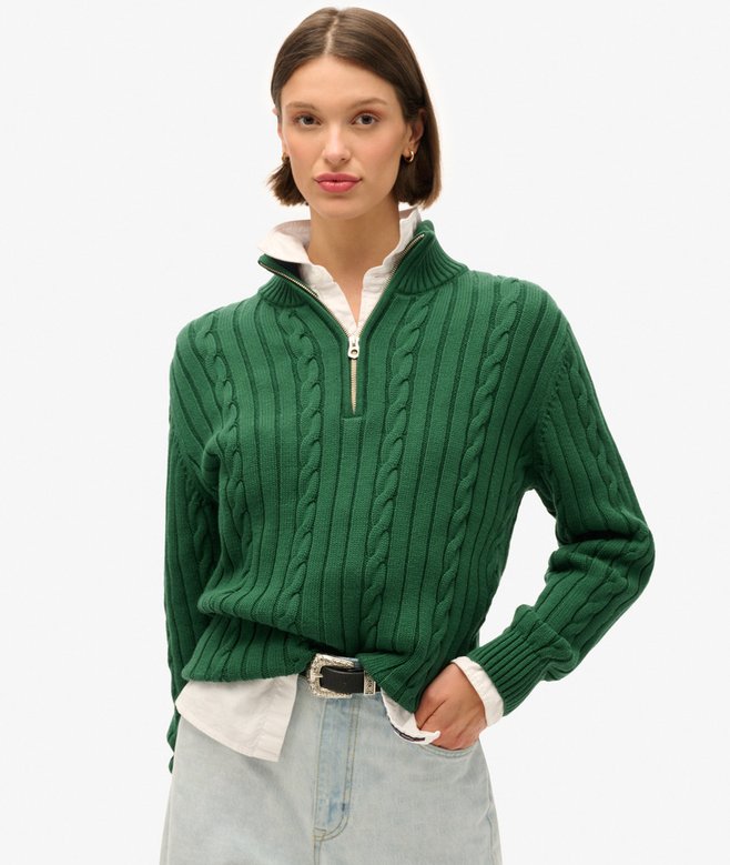 Superdry Jersey De Rugby De Punto Con Media Cremallera