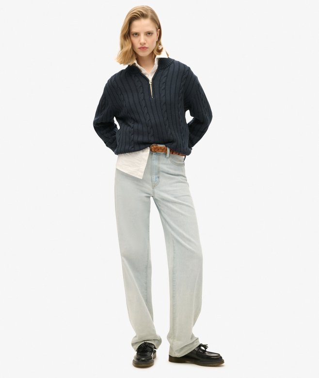 Superdry Jersey De Rugby De Punto Con Media Cremallera