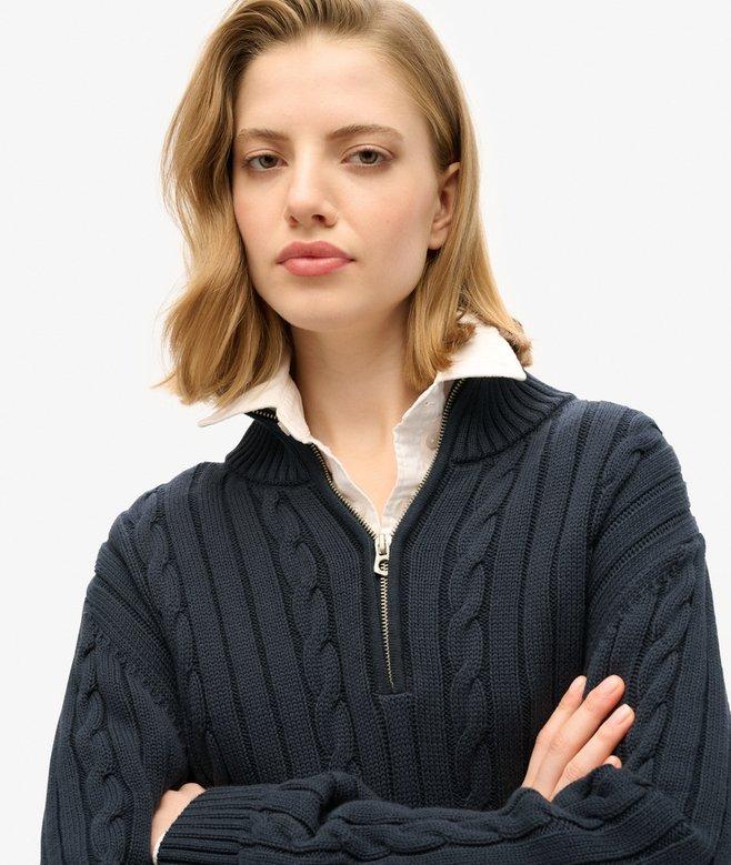 Superdry Jersey De Rugby De Punto Con Media Cremallera