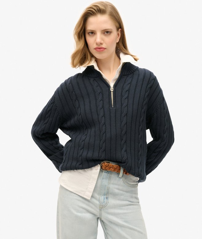 superdry Jersey de rugby de punto con media cremallera