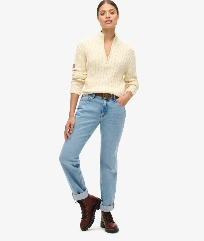 Superdry Jersey De Rugby De Punto Con Media Cremallera