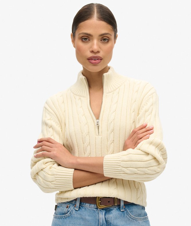 Superdry Jersey De Rugby De Punto Con Media Cremallera