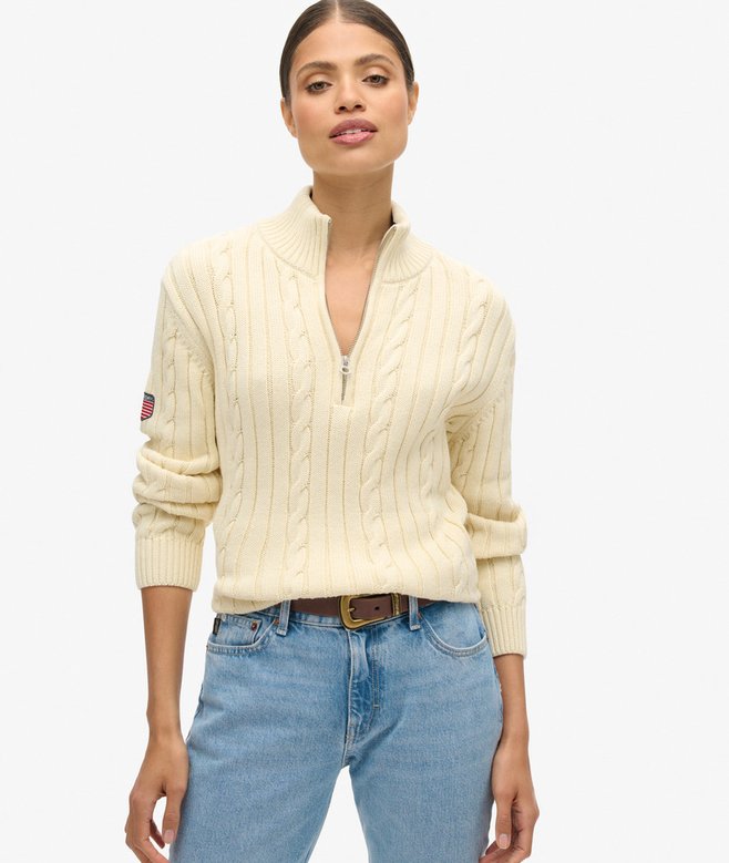 superdry Jersey de rugby de punto con media cremallera