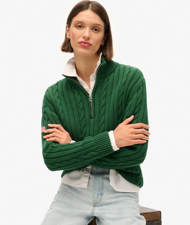 superdry Jersey de rugby de punto con media cremallera