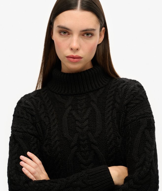 Superdry Jersey En Punto Trenzado Con Cuello De Polo