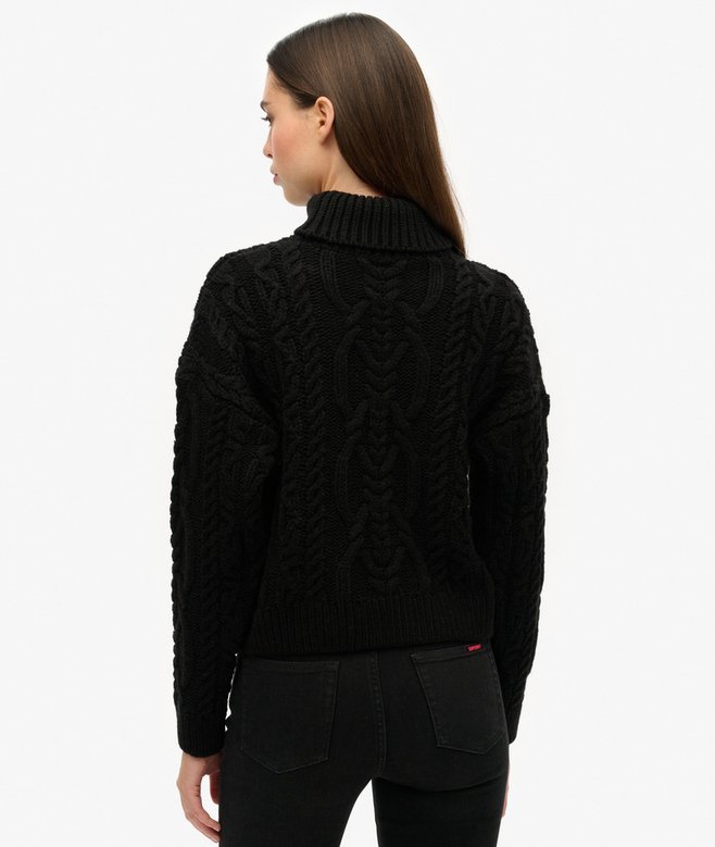 Superdry Jersey En Punto Trenzado Con Cuello De Polo