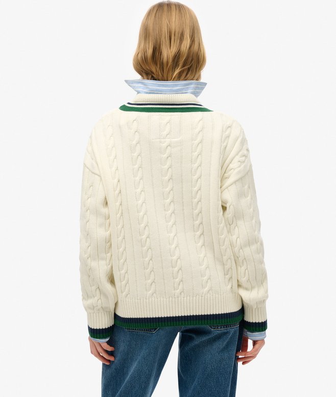 Superdry Jersey Extragrande De Punto De Cricket Con Cuello De Pico