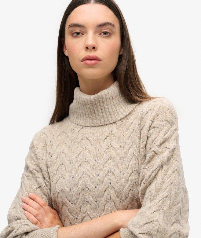 Superdry Jersey Ligero De Cuello Vuelto En Punto Trenzado