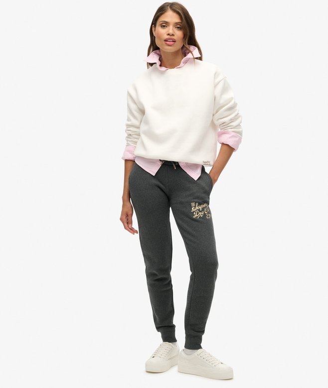 superdry Joggers ajustados con logotipo metalizado Luxe