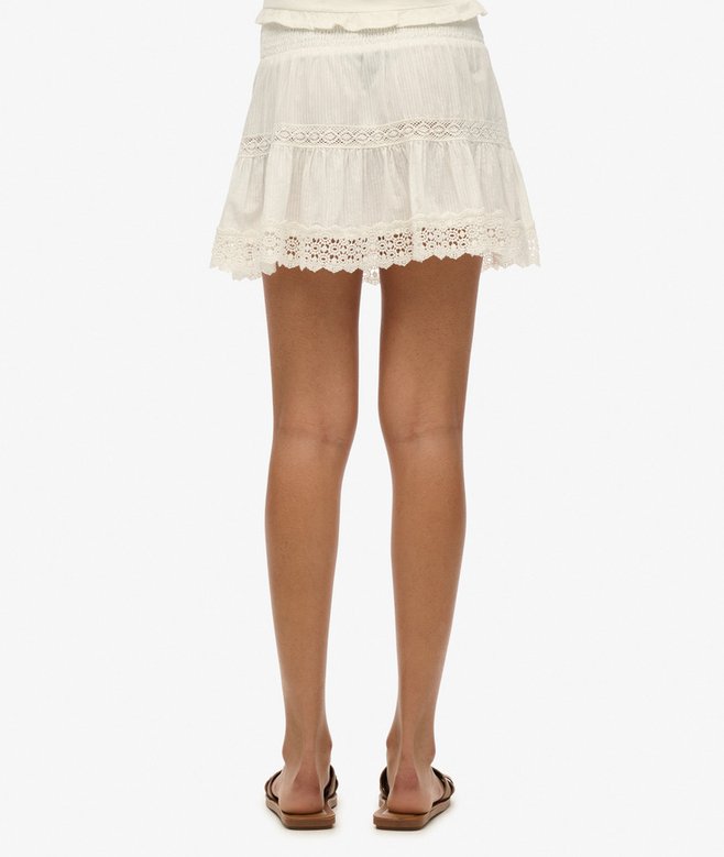 Superdry Minifalda En Mezcla De Tejidos Con Encaje Ibiza