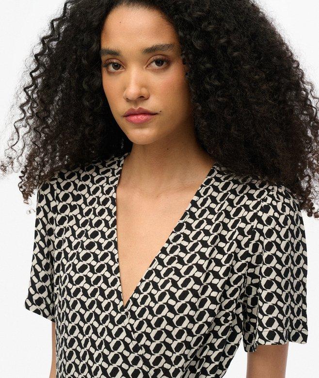 Superdry Minivestido Cruzado De Manga Corta Con Estampado