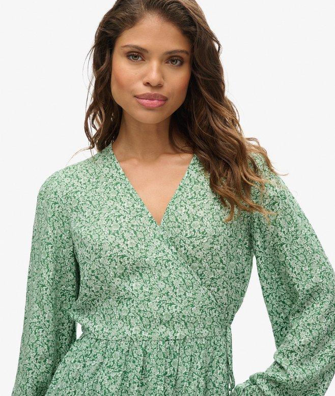 Superdry Minivestido Cruzado De Manga Larga Estampado