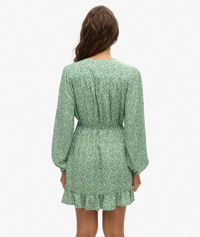 Superdry Minivestido Cruzado De Manga Larga Estampado