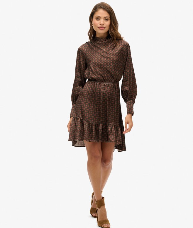 Superdry Minivestido De Jacquard Con Cuello Drapeado