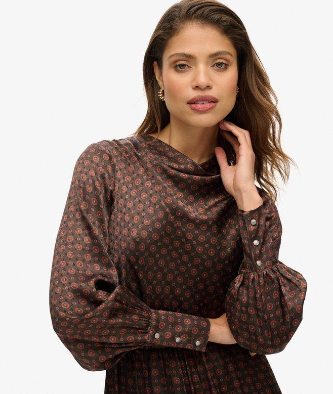 Superdry Minivestido De Jacquard Con Cuello Drapeado