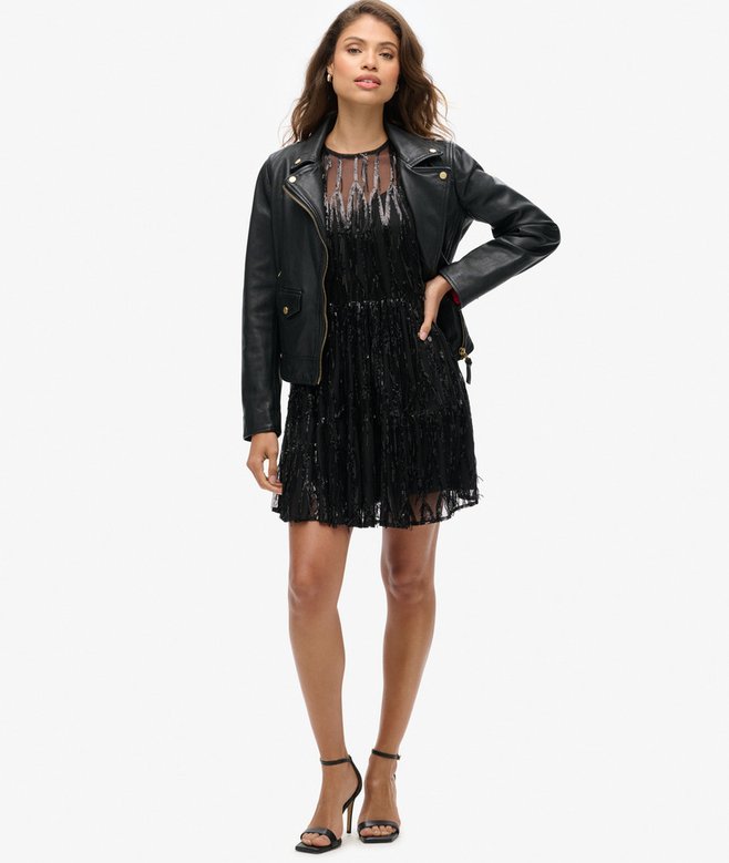 Superdry Minivestido De Malla Escalonado Con Volumen