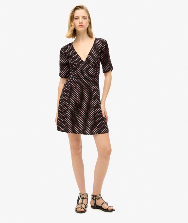Superdry Minivestido De Té De Manga Corta Con Estampado