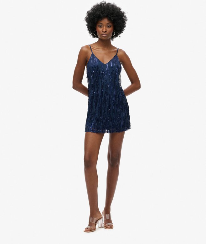 Superdry Minivestido De Tirantes Con Flecos Y Cuello De Pico