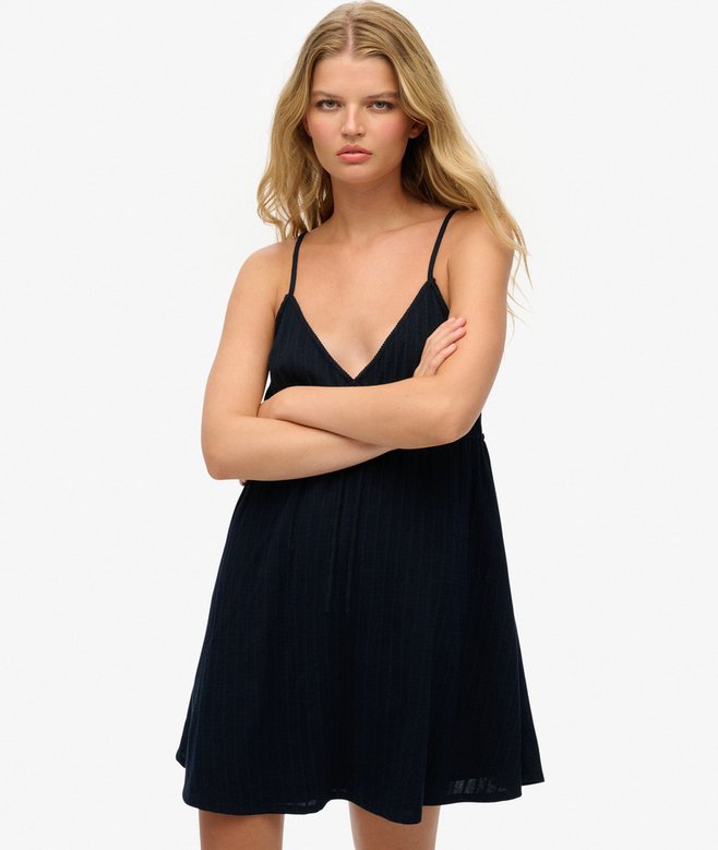superdry Minivestido de tirantes con tejido con textura