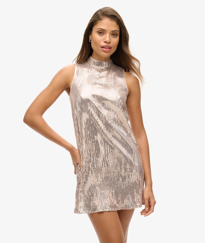 Superdry Minivestido Evasé De Lentejuelas Sin Mangas