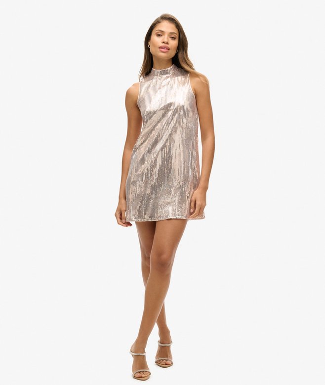 superdry Minivestido evasé de lentejuelas sin mangas