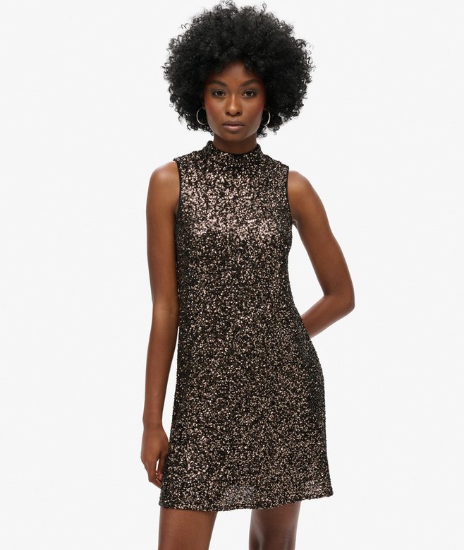 Superdry Minivestido Evasé De Lentejuelas Sin Mangas