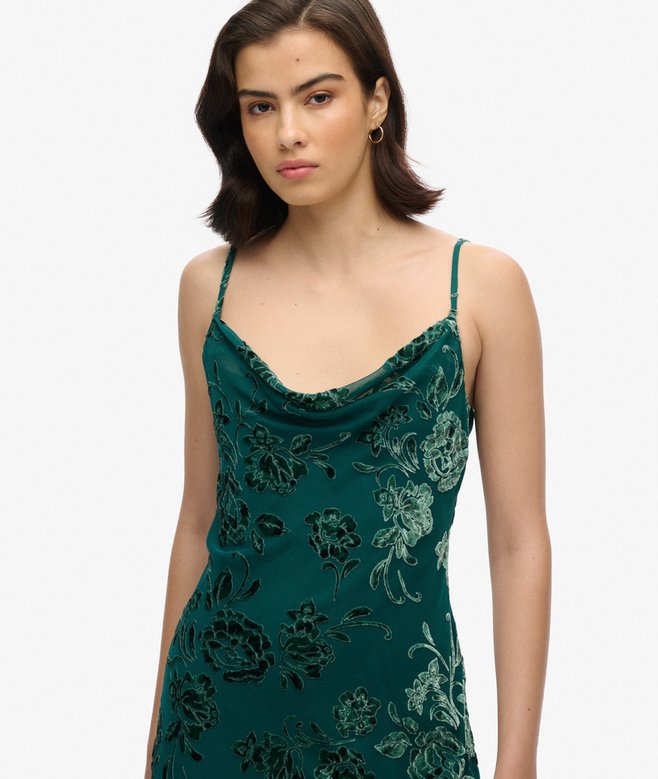 Superdry Minivestido Lencero Con Cuello Drapeado En Devoré