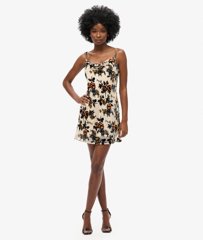 Superdry Minivestido Lencero Con Cuello Drapeado En Devoré