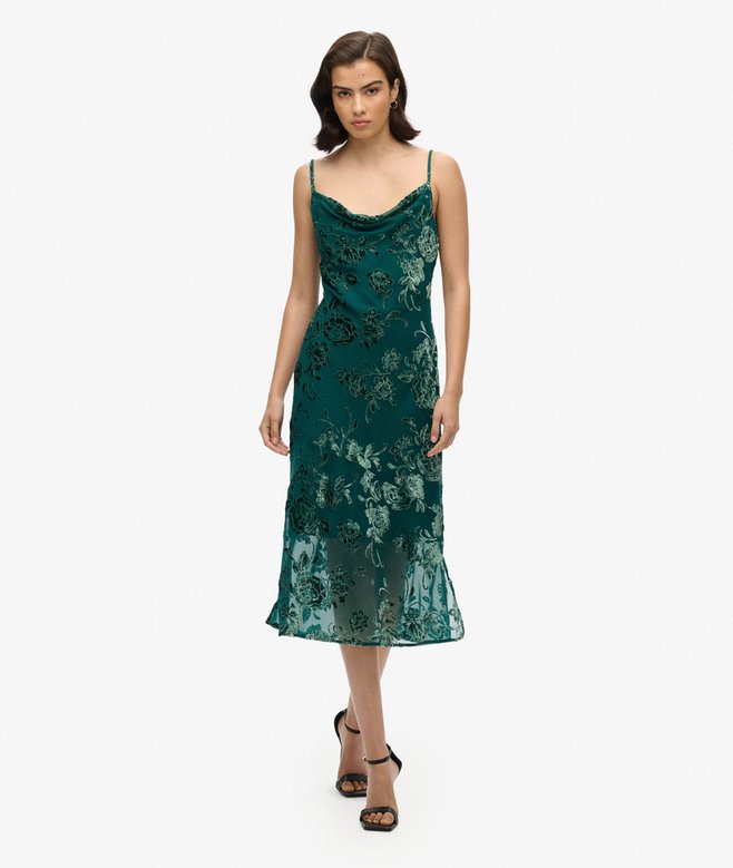 superdry Minivestido lencero con cuello drapeado en devoré