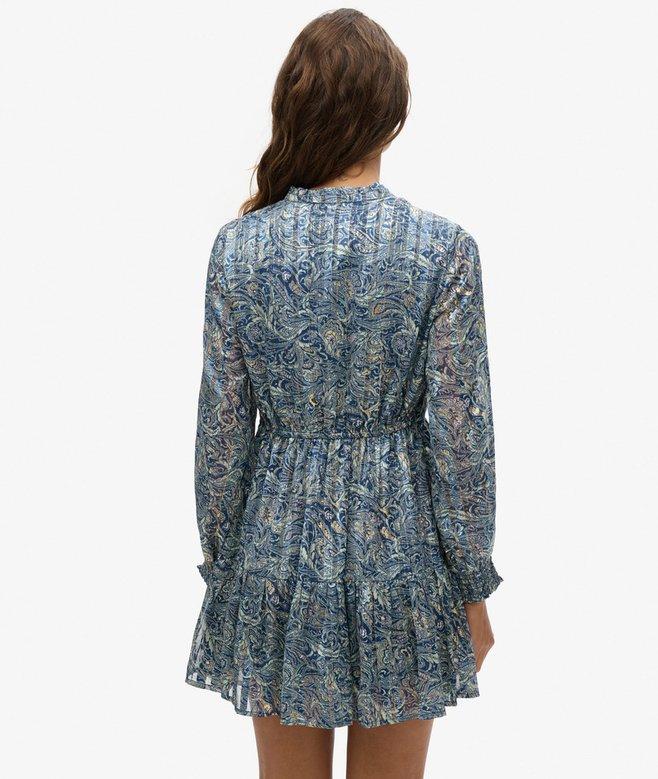 Superdry Minivestido Metalizado De Manga Larga Estampado