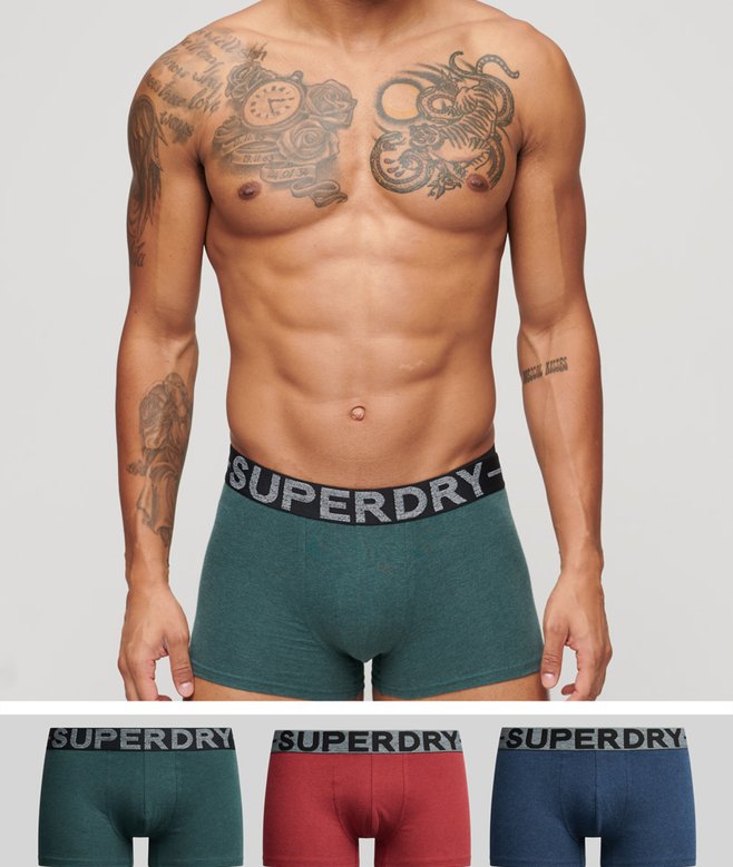 superdry Pack de tres calzoncillos de corte clásico de algodón orgánico