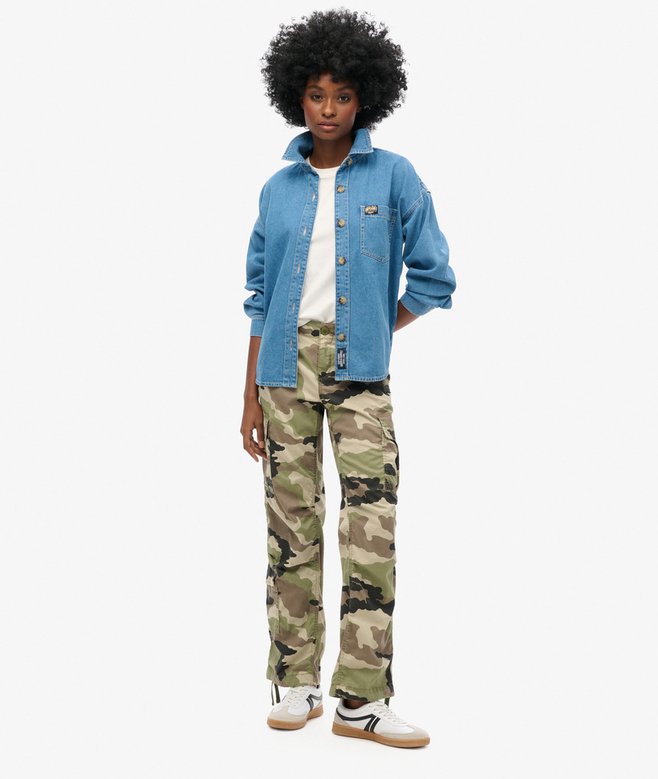 superdry Pantalones cargo de corte recto y talle bajo