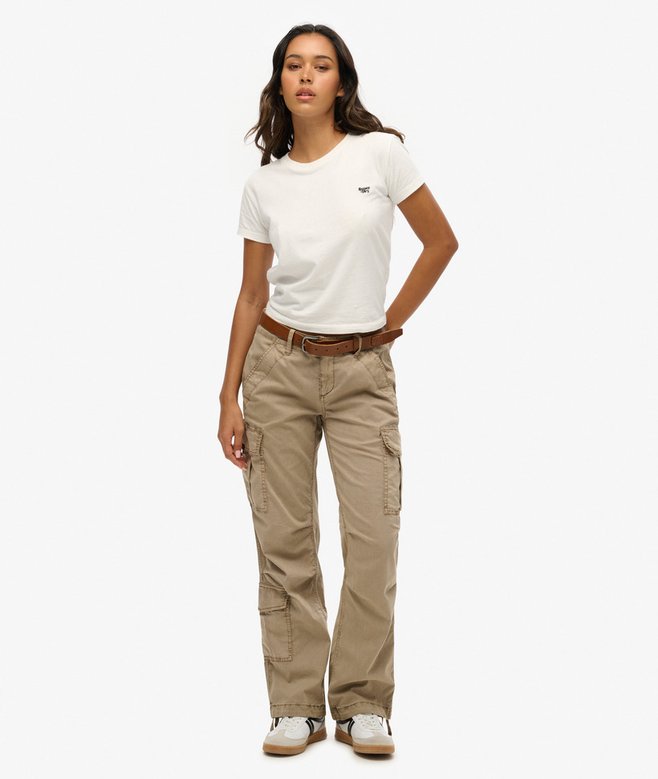 superdry Pantalones cargo de corte recto y talle bajo