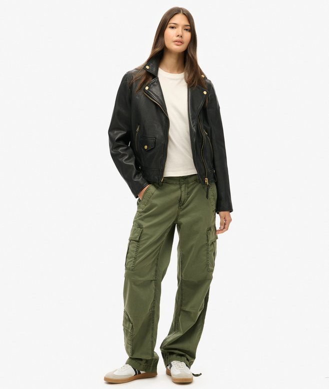 superdry Pantalones cargo de corte recto y talle bajo