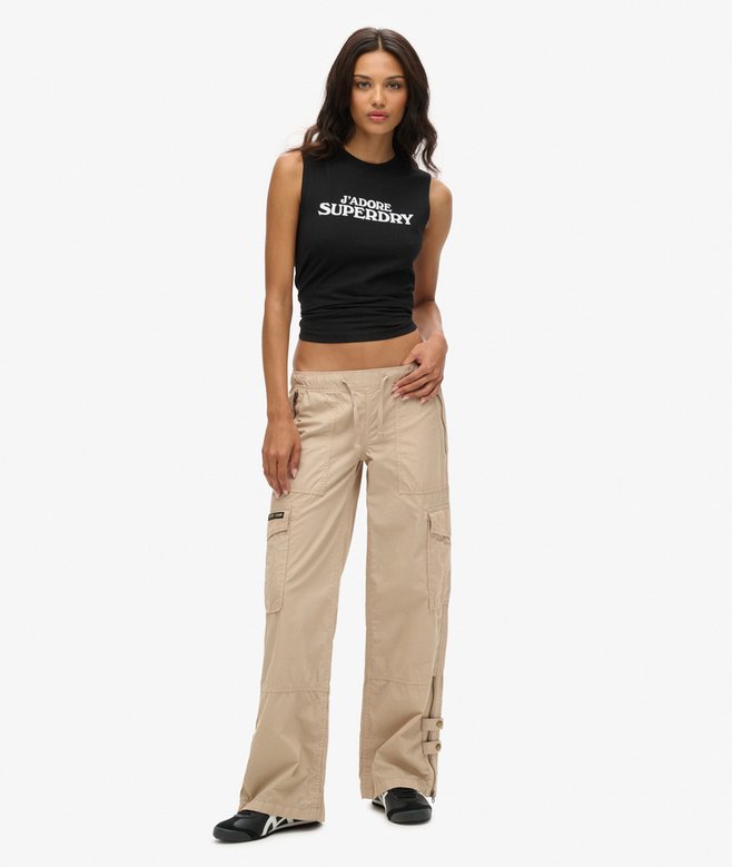 superdry Pantalones cargo de pernera ancha y talle bajo