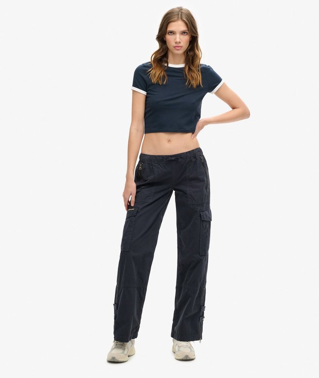 superdry Pantalones cargo de pernera ancha y talle bajo