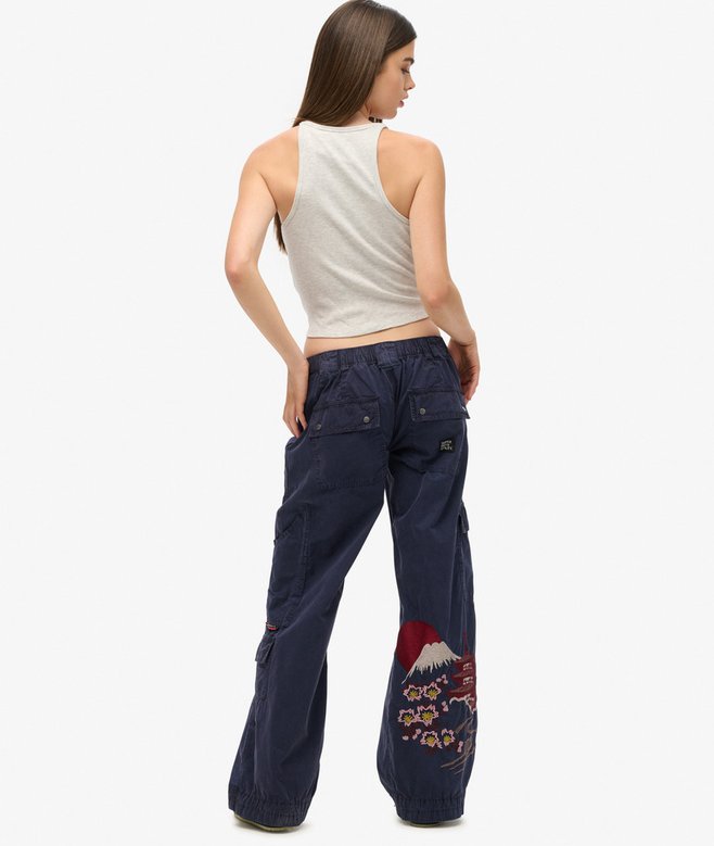superdry Pantalones cargo de talle bajo con bordado