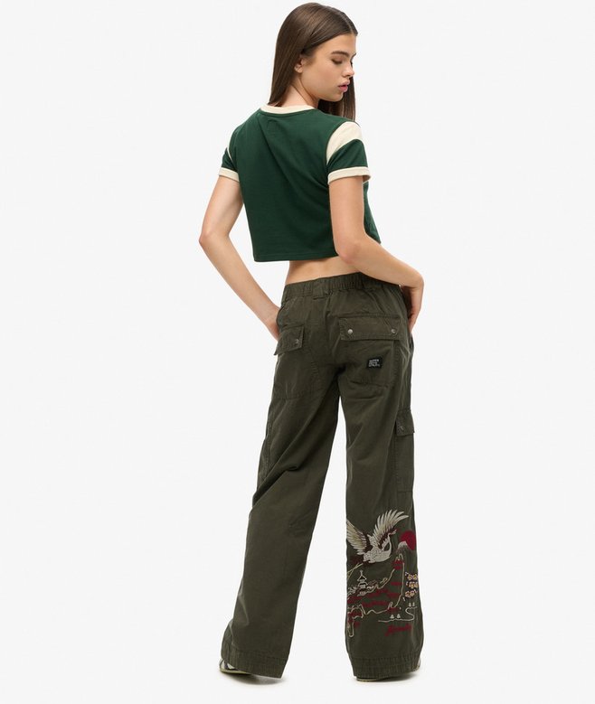 superdry Pantalones cargo de talle bajo con bordado
