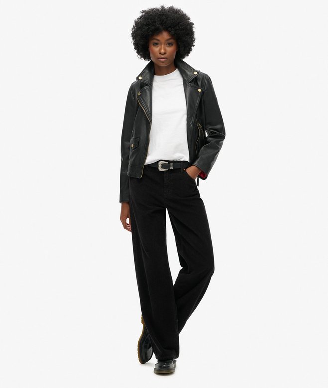 superdry Pantalones de pana de talle medio y pernera ancha