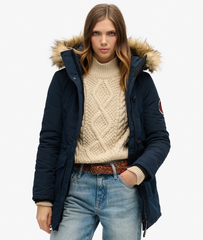 superdry Parka con capucha de pelo sintético Everest