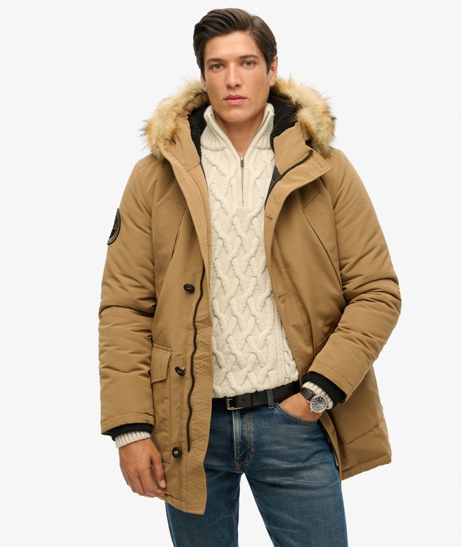 superdry Parka con capucha de pelo sintético Everest