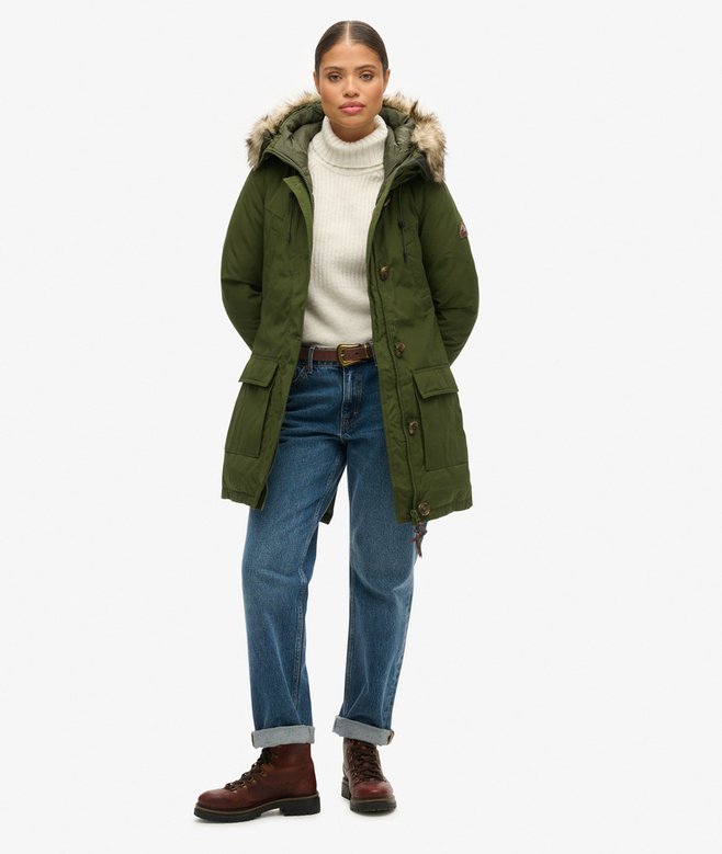 Superdry Parka De Plumón Con Capucha Y Pelo Sintético