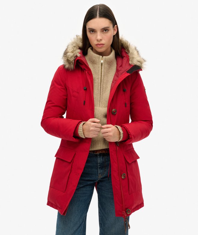 superdry Parka de plumón con capucha y pelo sintético